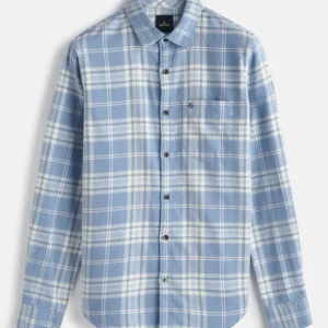 Textured Checks Cotton Shirt | Blue| Size | Large