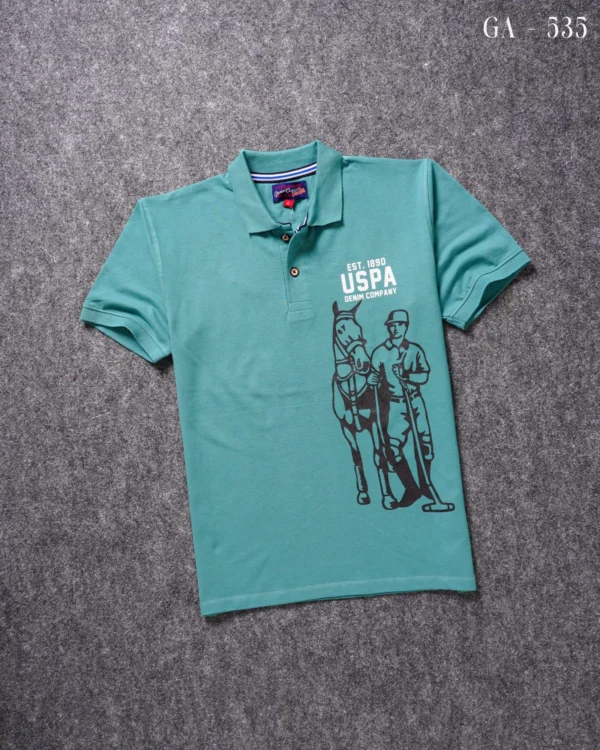 U.S Polo Premium Printed Cotton Matty Polo T shirt - Image 8