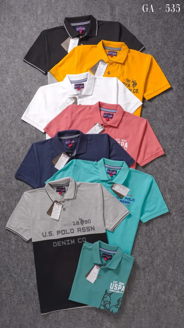U.S Polo Premium Printed Cotton Matty Polo T shirt - Image 4