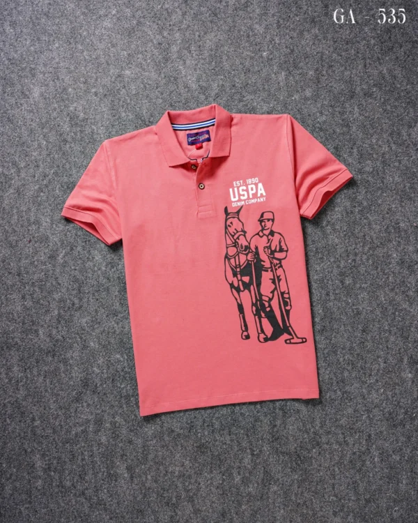U.S Polo Premium Printed Cotton Matty Polo T shirt - Image 6