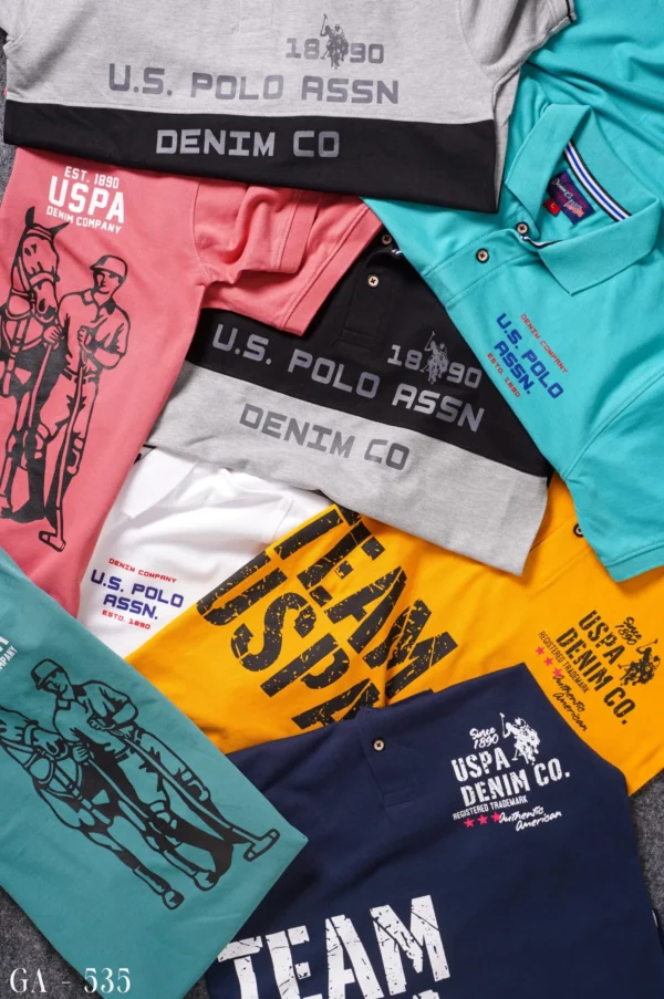 U.S Polo Premium Printed Cotton Matty Polo T shirt - Image 3