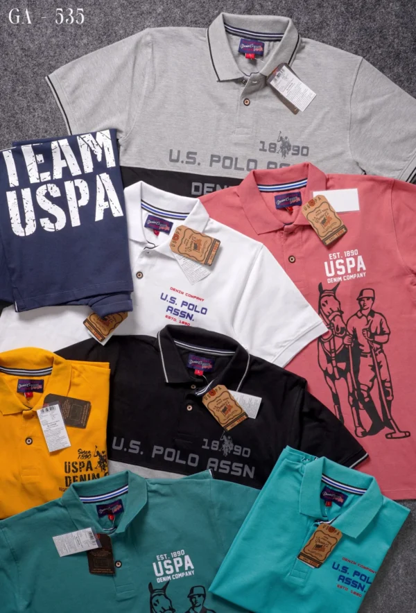 U.S Polo Premium Printed Cotton Matty Polo T shirt