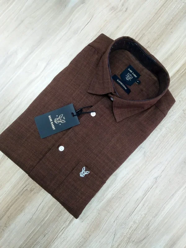 Rare Rabbit Premium Cotton Laser Linen Plain Shirts Full Sleeve - Image 7